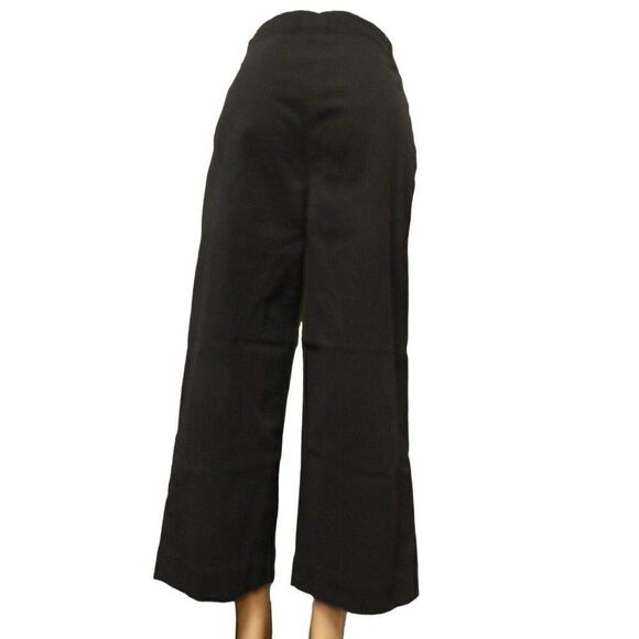 New York & Co Twill Wide-leg Button Slit Cropped Pants, Black; Size 10 - Picture 4 of 8